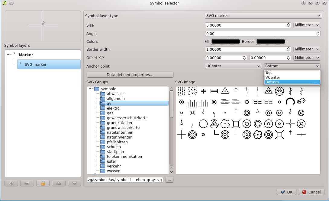 QGIS Symbol Dialog.
