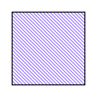 A hatch example with parallel lines filling a rectangle at a 45 degree angle.